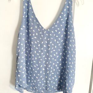 LOFT Light Blue V-Neck Sleeveless Printed Camisole
